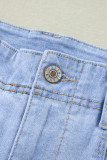 Beau Blue Loose Straight Leg Cropped High Waist Jeans