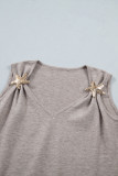 Gray Morn Metal Star Detail V Neck Sweater Knit Tank Top