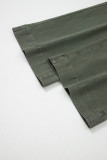 Mist Green 2-Button High Waist Wide Leg Jeans