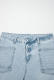 Beau Blue Frayed Cropped Straight Jeans