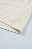 Light Grey Half Buttons Collared Denim Patchwork Plus Short Sleeve Top