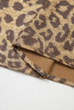 Gold  Half Sleeve Metallic Leopard Print Blouse