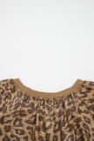 Gold  Half Sleeve Metallic Leopard Print Blouse