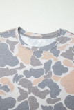 Multicolour Retro Camouflage Print Womens Casual T Shirt