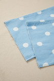 Sky Blue Polka Dot Print Raw Hem Shift Jeans