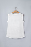 White Vintage Stars and Stripes Printed Casual Tank Top