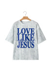 Gray Love Like Jesus Camouflage Oversized T Shirt