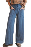 Ashleigh Blue Mineral Wash Drawstring Retro High Waist Wide Leg Western Pants