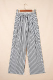 Black Stripe Wide Leg Casual Pants