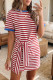 Red Nautical Tie Contrast Trim Round Neck T Shirt Mini Dress
