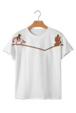 White Western Fashion Embroidered Casual Tee