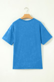 Blue Cotton Mineral Wash T Shirt