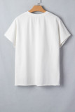 White Patriot Star Patched Notched Neck Mineral Washed Tee