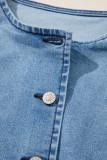 Myosotis Buttoned Front Slit Denim Vest