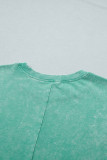 Mint Green Solid Color Cotton Mineral Washed Oversize Tee