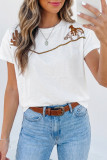 White Western Fashion Embroidered Casual Tee