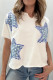 White Patriot Star Patched Notched Neck Mineral Washed Tee