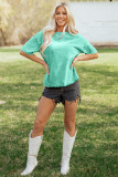 Mint Green Solid Color Cotton Mineral Washed Oversize Tee