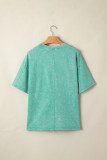 Mint Green Solid Color Cotton Mineral Washed Oversize Tee