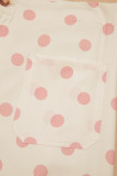 White Polka Dot Print Patched Pocket Mid-rise Straight Leg Pants