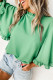 Green Ruffled Bell Sleeve Loose Blouse