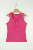 Bright Pink Vintage Distressed Ribbed Mineral Wash Tank Top
