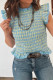 Multicolour Gingham Smoked Lace Trim Tank Top