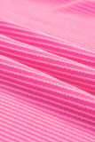 Rose Red Color Block Twisted Ribbed Tee
