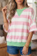 Pink Stripe Exposed Seam Ribbed Patchwork Oversized Tee