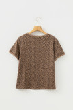 Khaki Fierce Leopard Crew Neck T Shirt