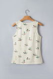 Beige Mallard Print Western Style Tank Top