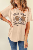 Khaki TOUCH DOWN Season Rugby Print Round Neck T-Shirt