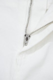 White Raw Hem Ankle-length Loose Jeans