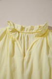 Yellow Cream V Neck Ruffle Trim Sleeveless Shift Top