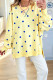 Yellow Loose-fit Long Sleeve Round Neck Polka Dot Tunic Sweatshirt