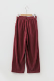 Racing Red Elastic Waist Drawstring Corduroy Casual Pants