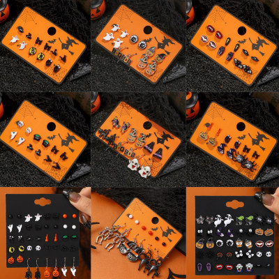 Halloween Ghost Witch Pumpkin Multi‑Pairs Earring Set