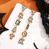 Halloween Trick Or Treat Letter Rhinestone Dangle Earrings