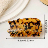 Sleeping Cat Hair Claw Clip Tortoise Shell Acrylic Gold Line Embossed Large Jaw Claw Clip