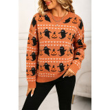 Halloween Ghost & Pumpkin Pattern Knit Sweater