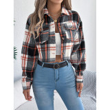 Cropped Plaid Shacket Long Sleeve Button‑Down Flannel Crop Jacket