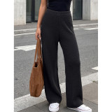 Waffle Knit High Waist Wide Leg Knit Pants