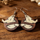 Halloween Ghost Sign Wooden Dangle Earrings