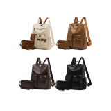 Faux Leather Backpack Multi‑Pocket Large Laptop Travel Work Daypack