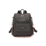 Nylon Anti‑Theft Convertible Backpack Women Multi‑Pocket Casual Daypack With Printed Wide Strap