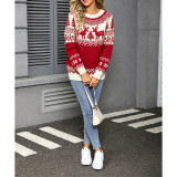 Women Christmas Reindeer Fair Isle Knit Sweater