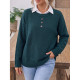 Women Henley Button Knit Sweater
