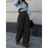Women High Waist Polka Dot Wide Leg Palazzo Pants