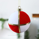 Velvet Patchwork Gold Trim Christmas Hanging Ball Ornaments