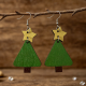 Star Christmas Tree Wooden Earrings
